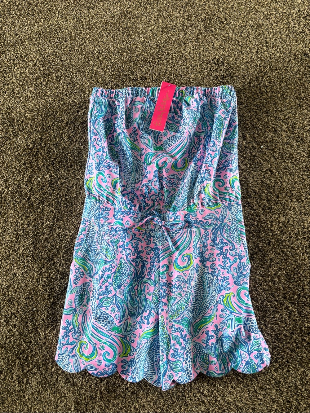 Lilly Pulitzer Pink Blue Green Paisley Strapless Romper